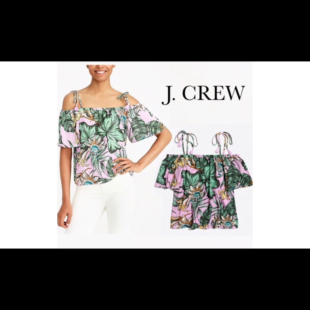💥SALE!💥 J Crew Factory palm print off the shoulder top